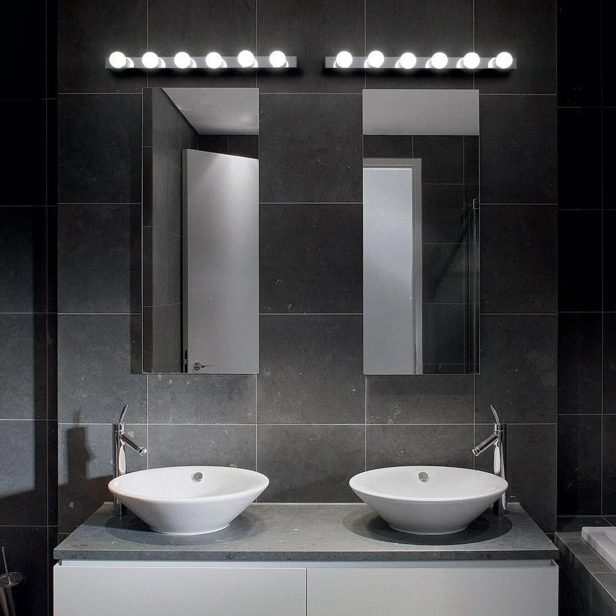 Netlighting Prive' 8 Light Indoor Large Over Mirror Wall Light Chrome E14 in Grey 2