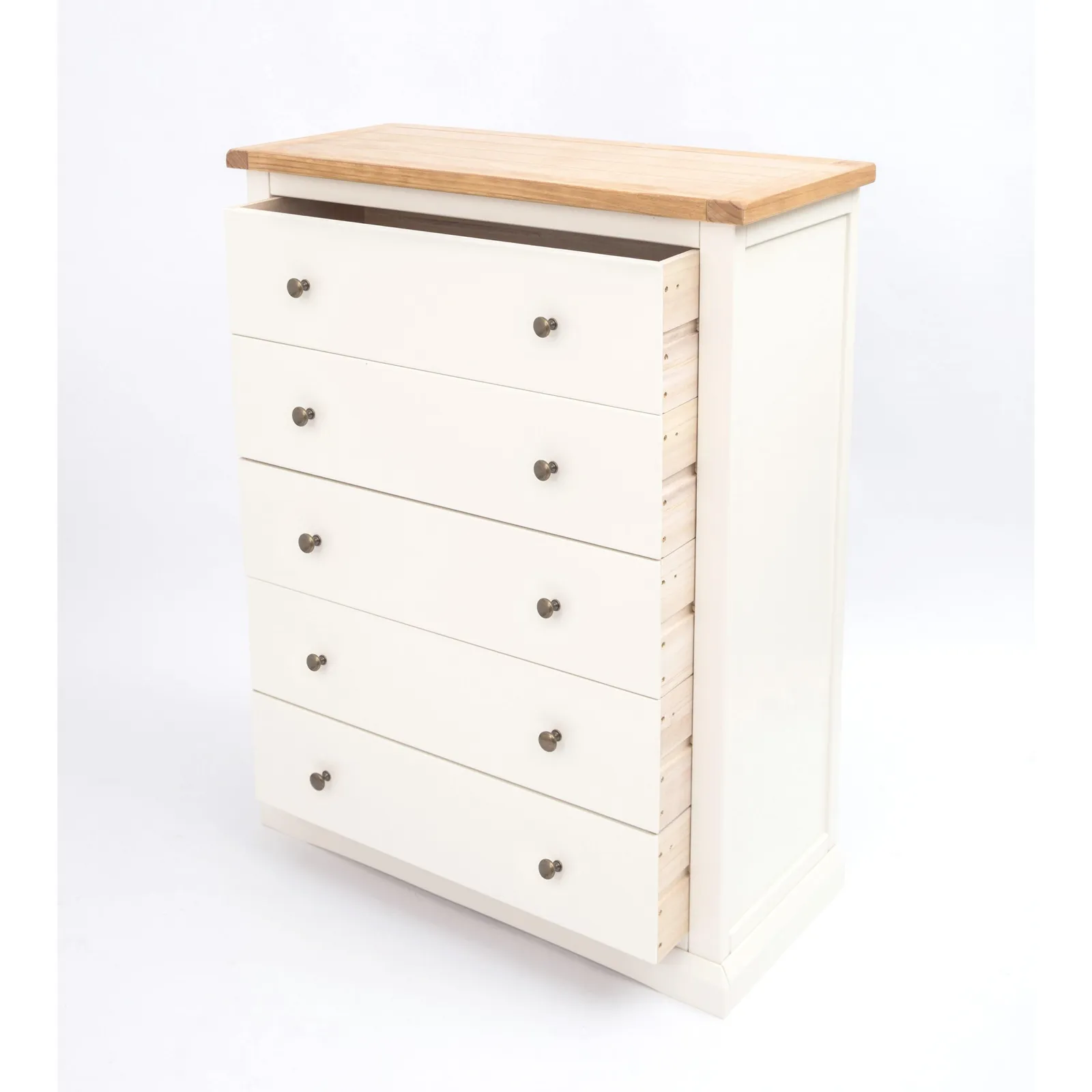Cabinet Bits Castelli 5 Drawer Chest of Drawers Brass Knob in Off-White 4