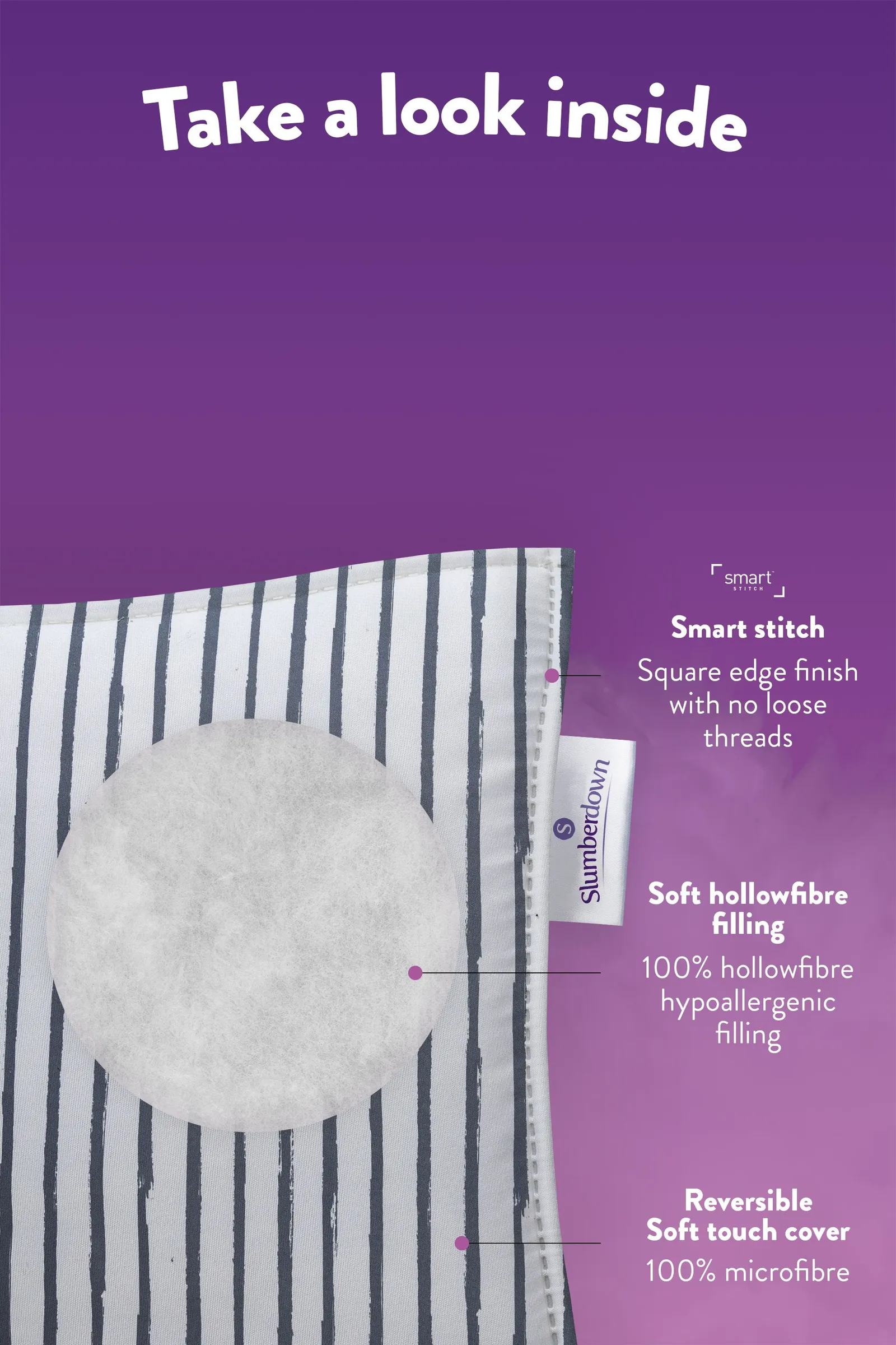 Slumberdown Coverless Comfort Printed Stripe Grey 10.5 Tog Duvet 5