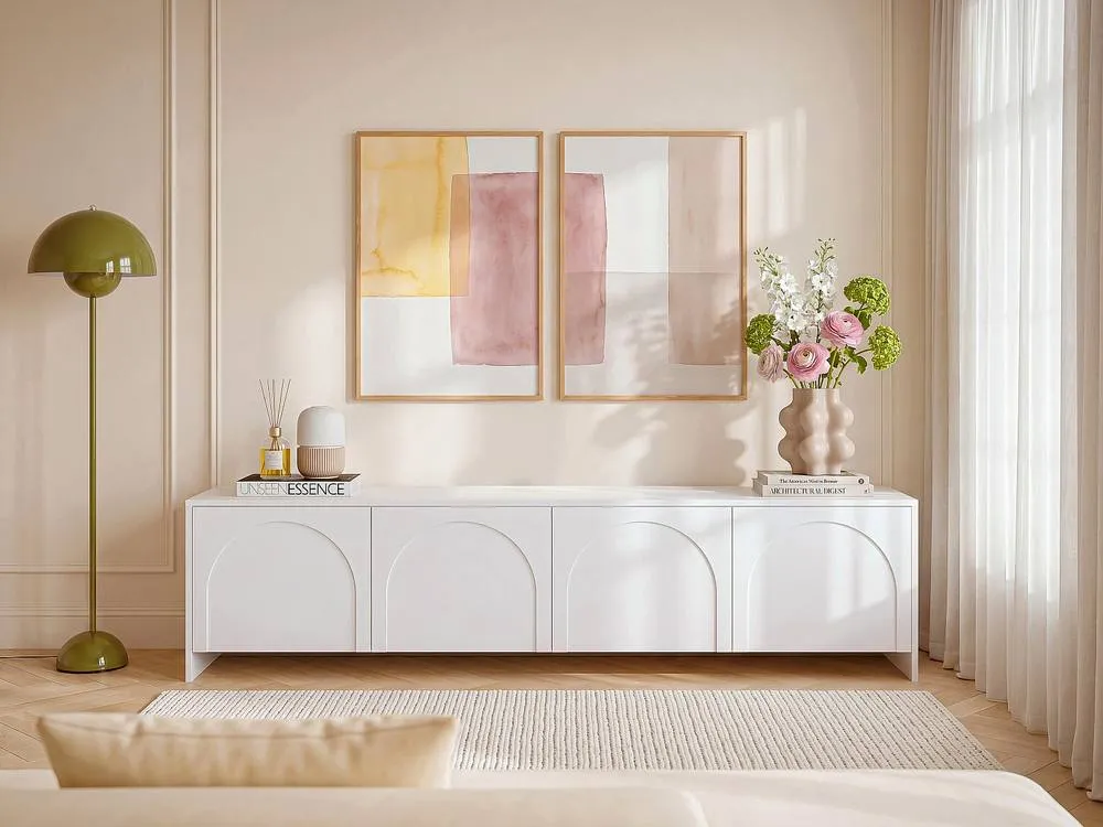 Vente-unique TV Unit With 4 Doors - White - NALYRA By Maison Céphy 3