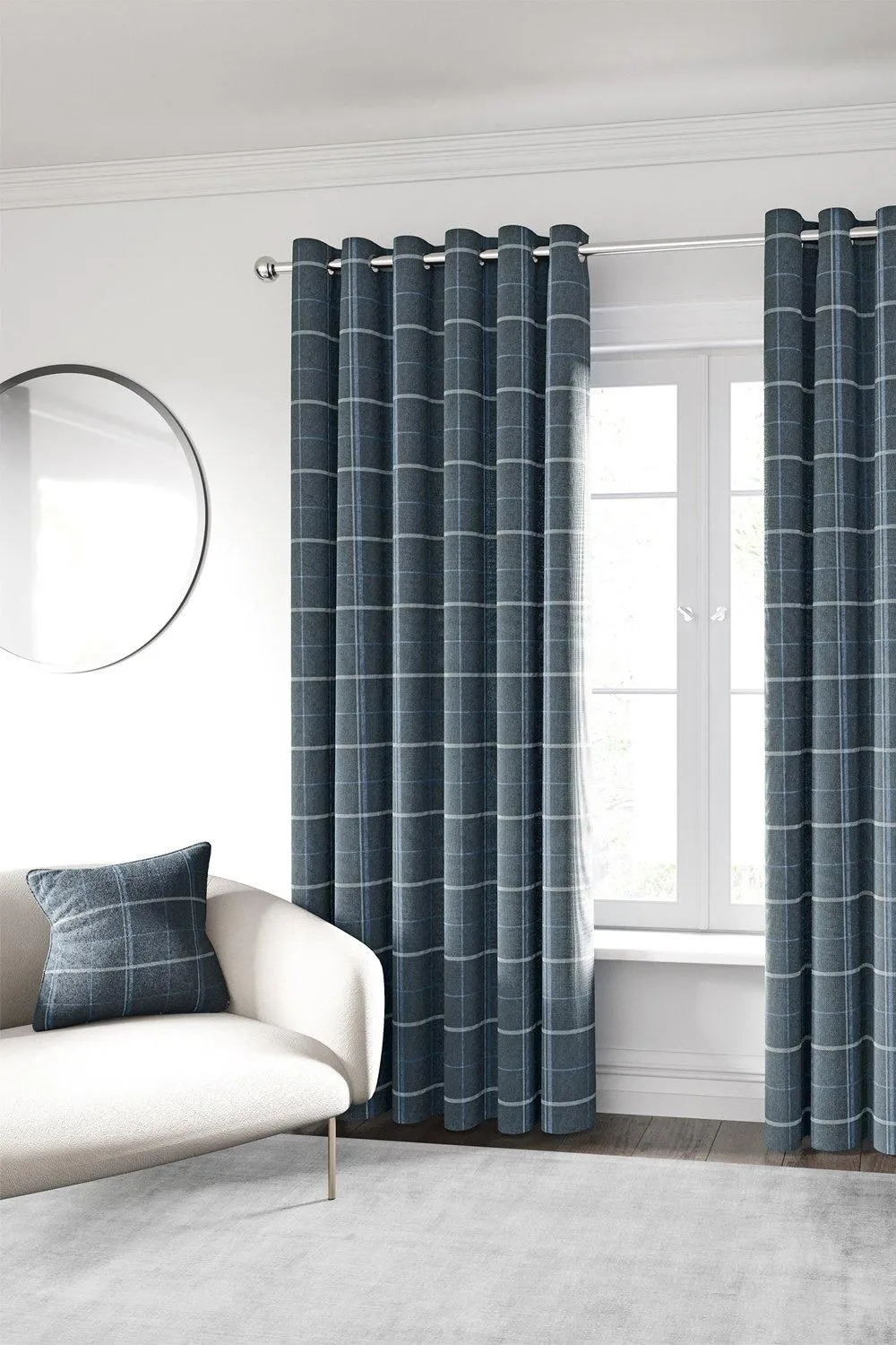 Helena Springfield 'Harper' Woven Lined Curtains in Dark Navy 1