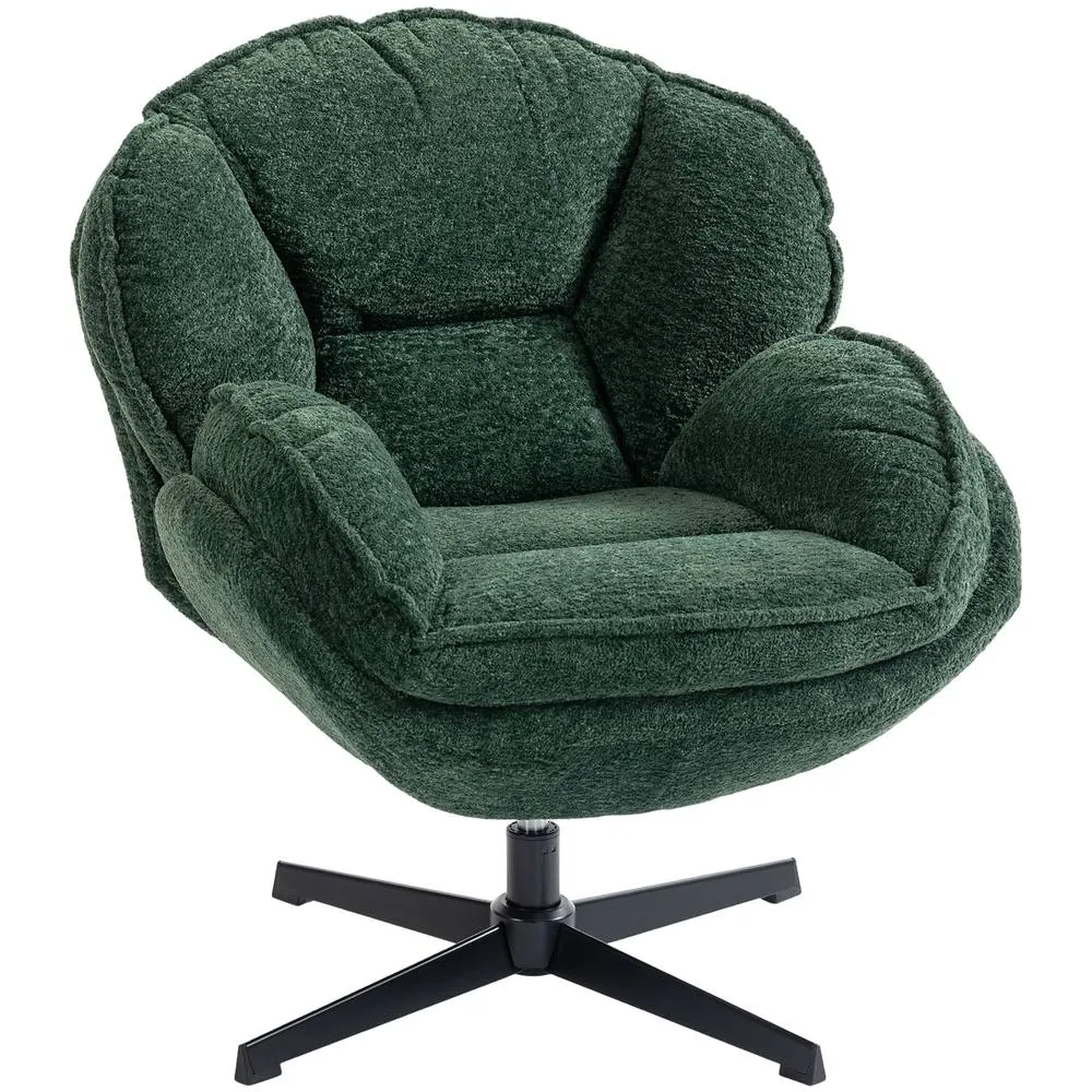 HOMCOM Accent Chair with 360° Swivel for Living Room in Green 2