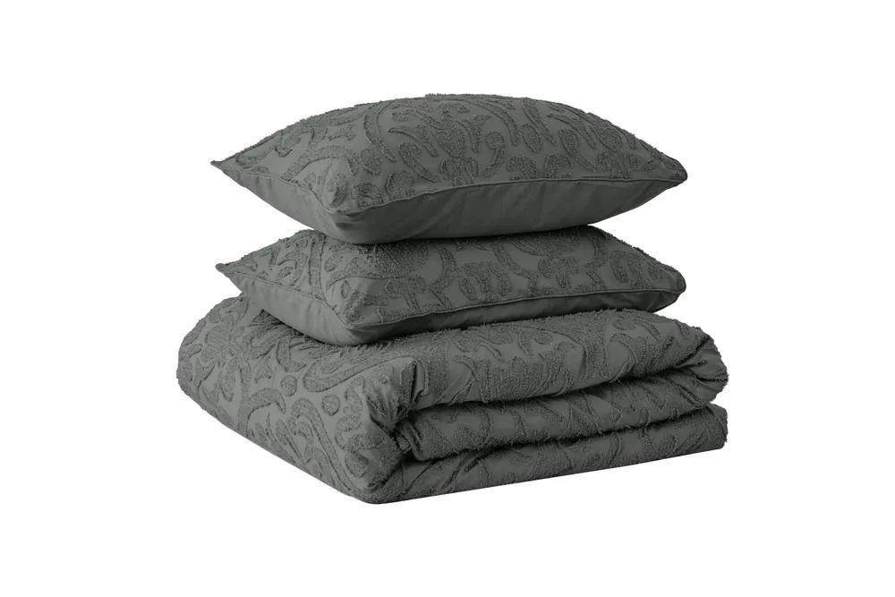 GAVENO CAVAILIA Luxury Elegant Cambi Duvet Cover Set in Charcoal 3