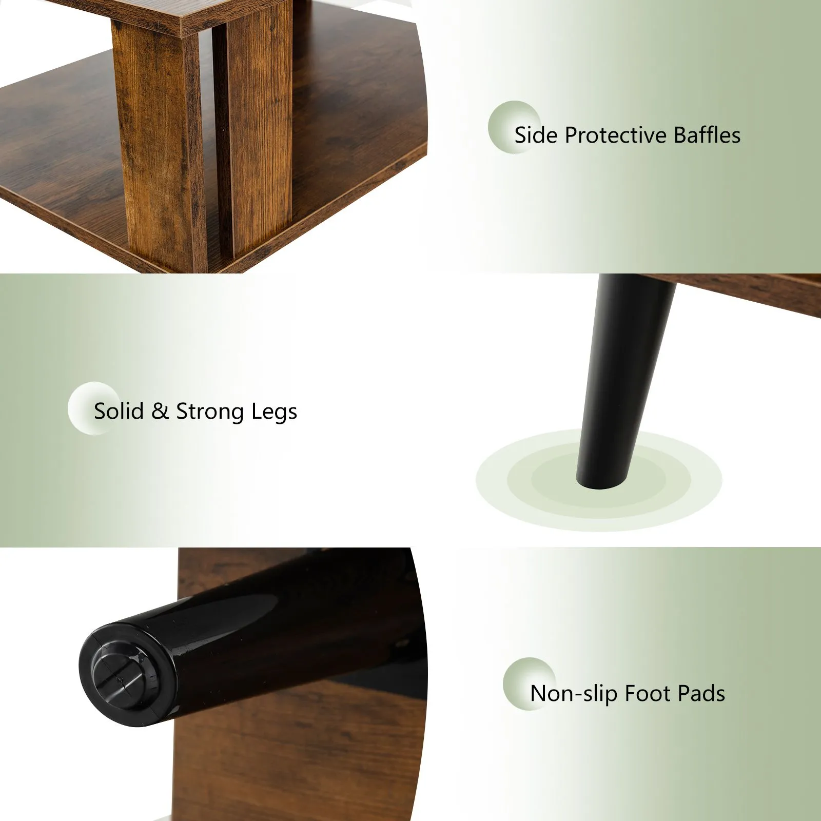 Costway Industrial Coffee Table 2-Tier Wooden Center Table Small Side Table Living Room in Brown 5