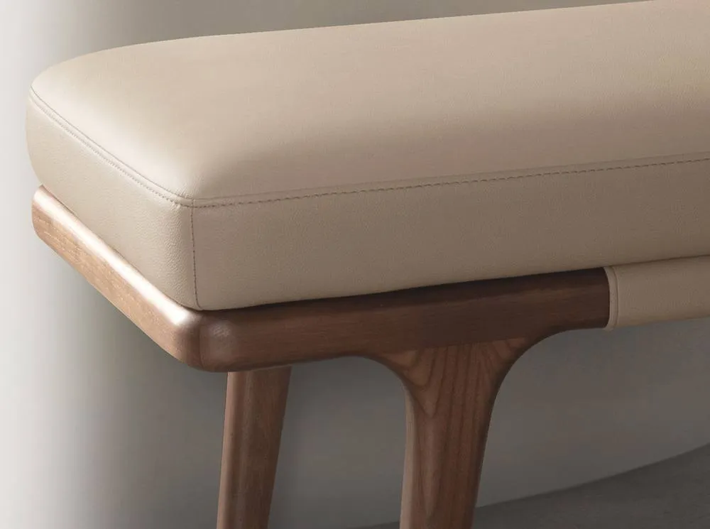 Angel Cerda Mink Leatherette Bench Walnut Legs, 1625043 cm in Beige 5