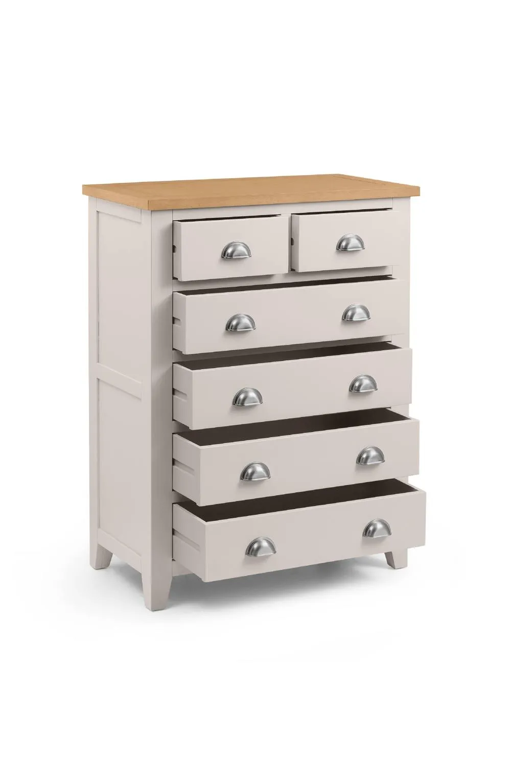 Julian Bowen Richmond 6 Drawer Chest (4+2) in Light Grey 4