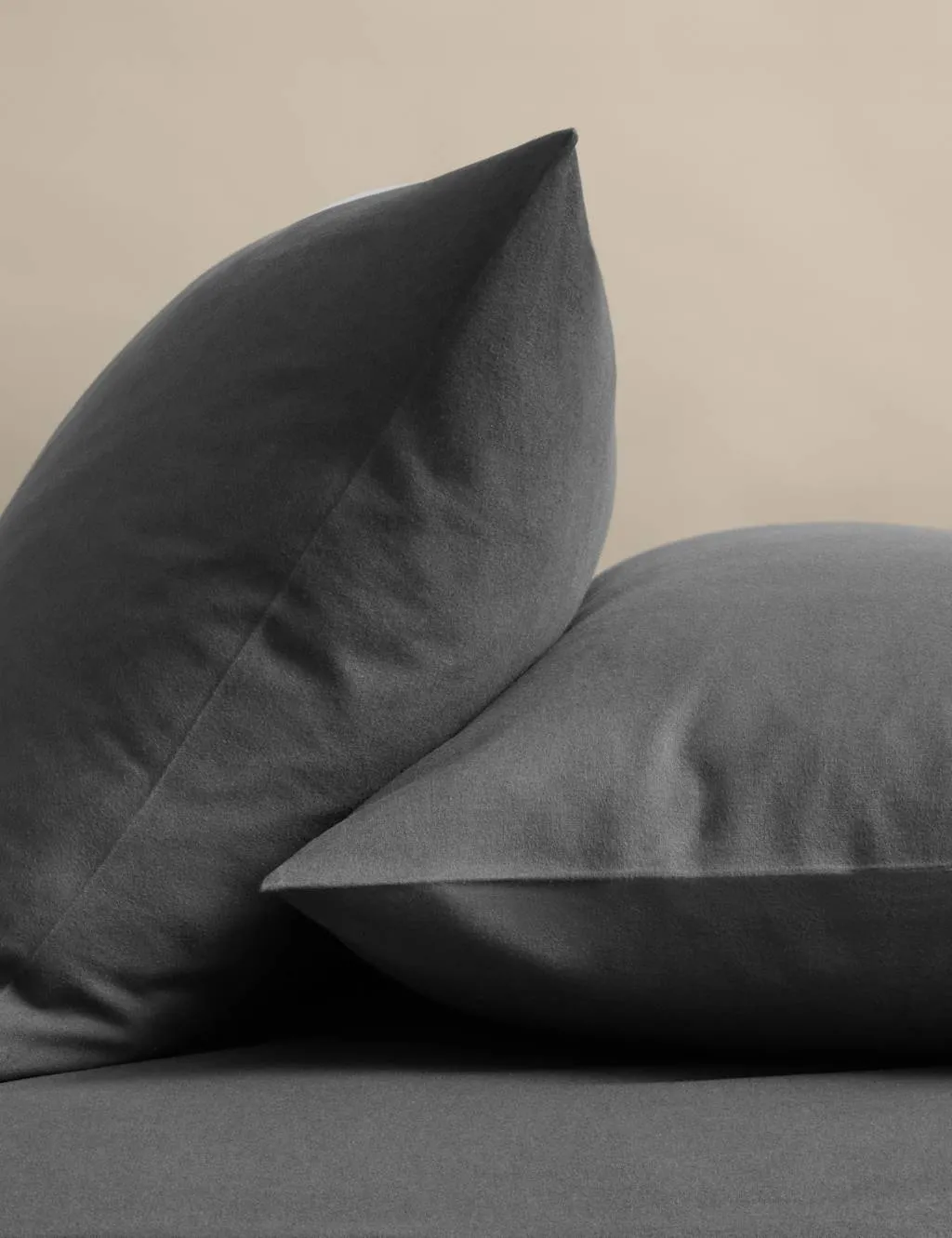 M&S 2 Pack Pure Cotton Brushed Pillowcases Charcoal