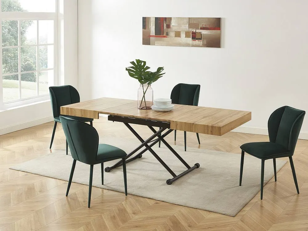 Vente-unique Extendable & Adjustable 2 - In - 1 Table - MDF & Steel - Natural in Black 5