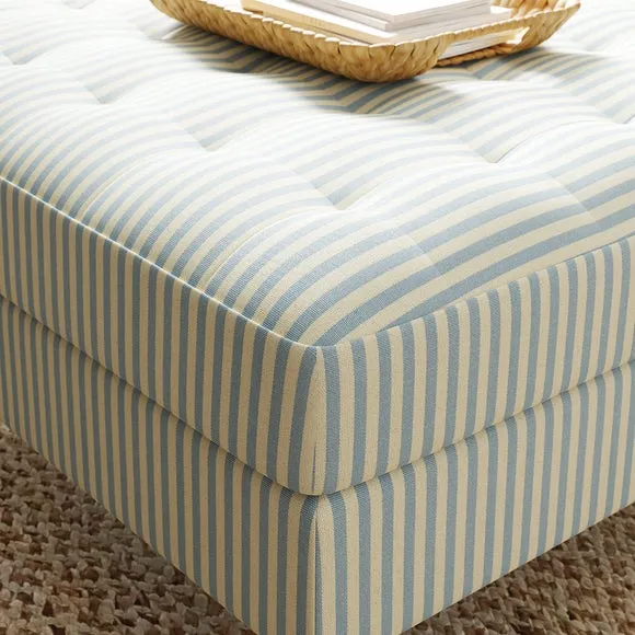 Zoe Pinstripe Fabric Square Storage Footstool 4