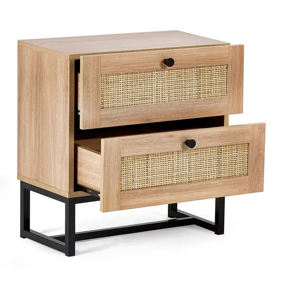 Hollis 2 Drawer Bedside Table, Oak 3