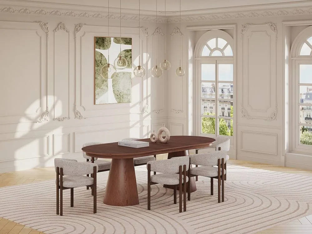 Vente-unique Extendable Dining Table for 4 To 10 People Ash Veneer - Dark Natural in Walnut 4