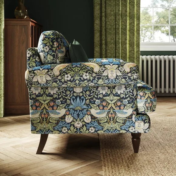 Jolene William Morris Strawberry Thief Print Velvet Snuggle Chair 2