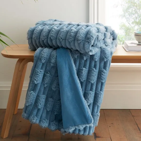 Bianca So Soft Carved Faux Fur Throw Blanket 150cm x 200cm