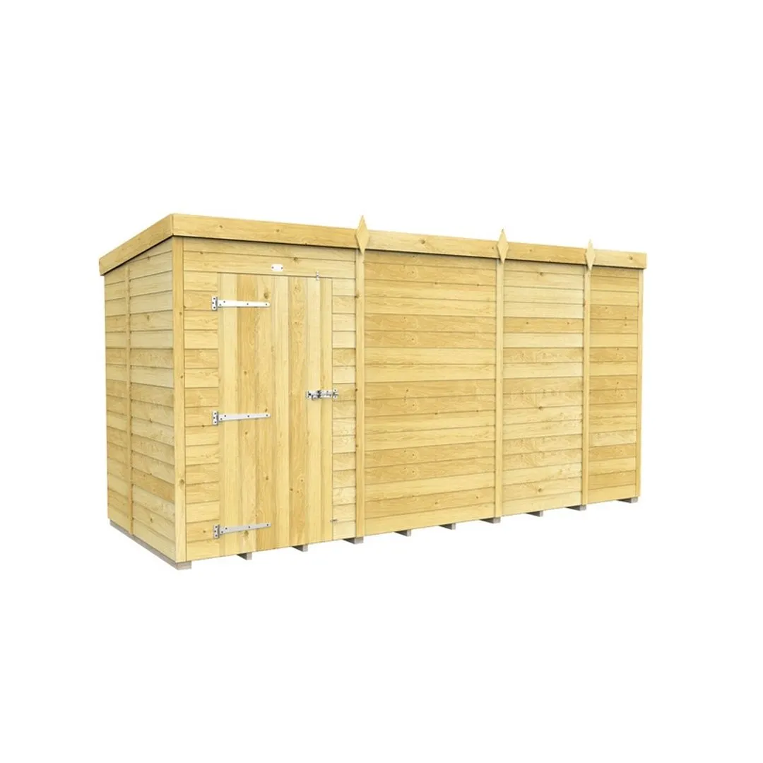 Buttercup Farm 13 x 5 Feet Pent Shed - Single Door W/O Window - L147 x W387 x H201 cm in Brown