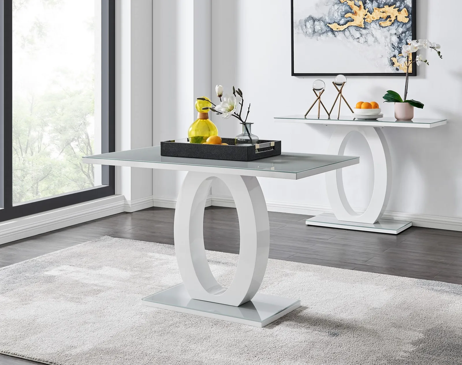 FurnitureboxUK Giovani 4 Grey Dining Table & 4 Velvet Milan Chairs in Black 2