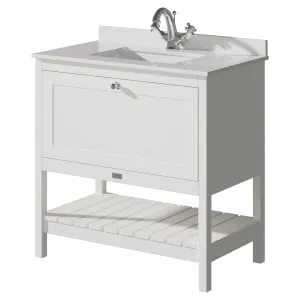 Bayswater Hartleigh Pointing White Traditional Freestanding Vanity Unit & 1 Tap Hole White Marble Top Basin - 800mm 2