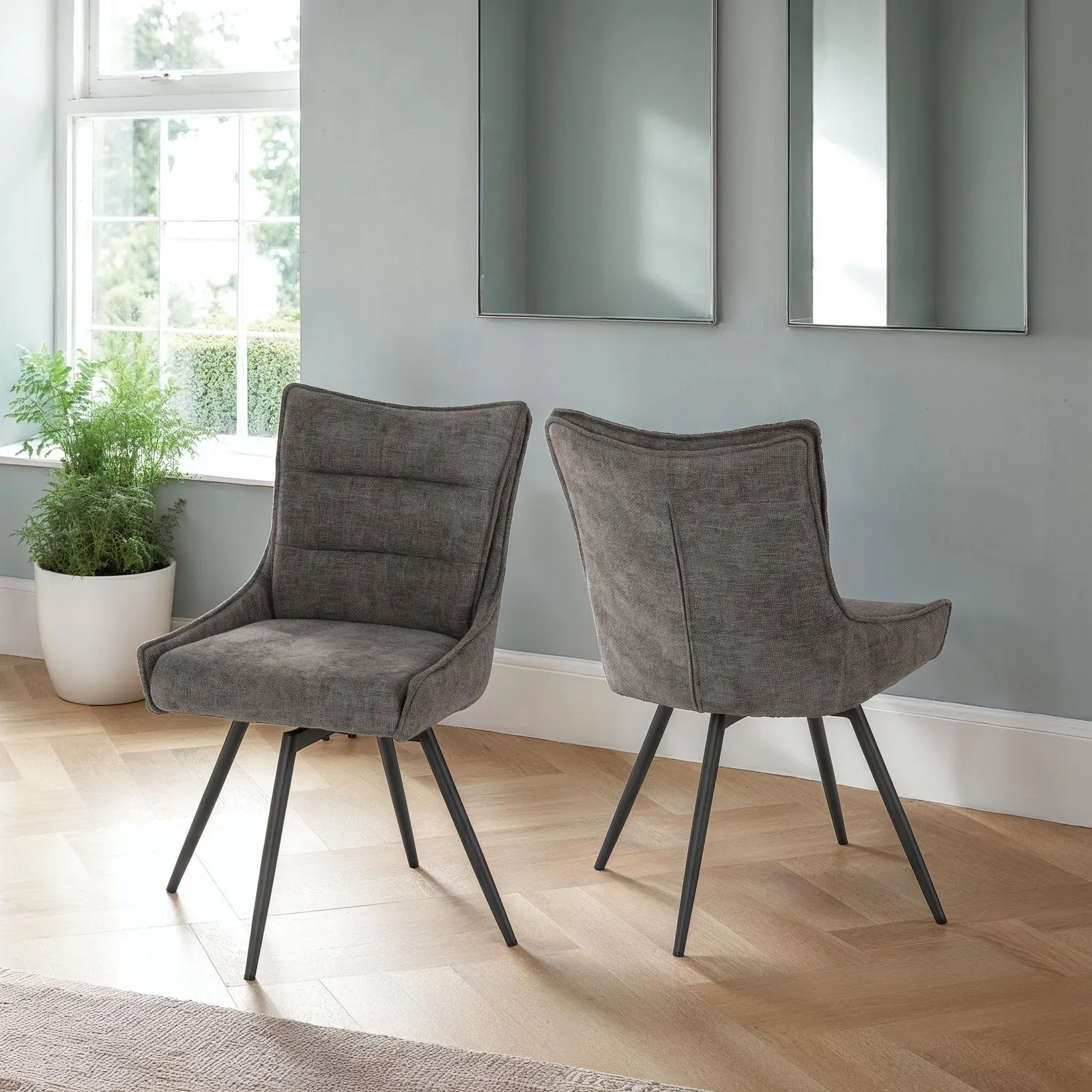 Seconique Lewis Swivel Dining Chair in Dark Grey