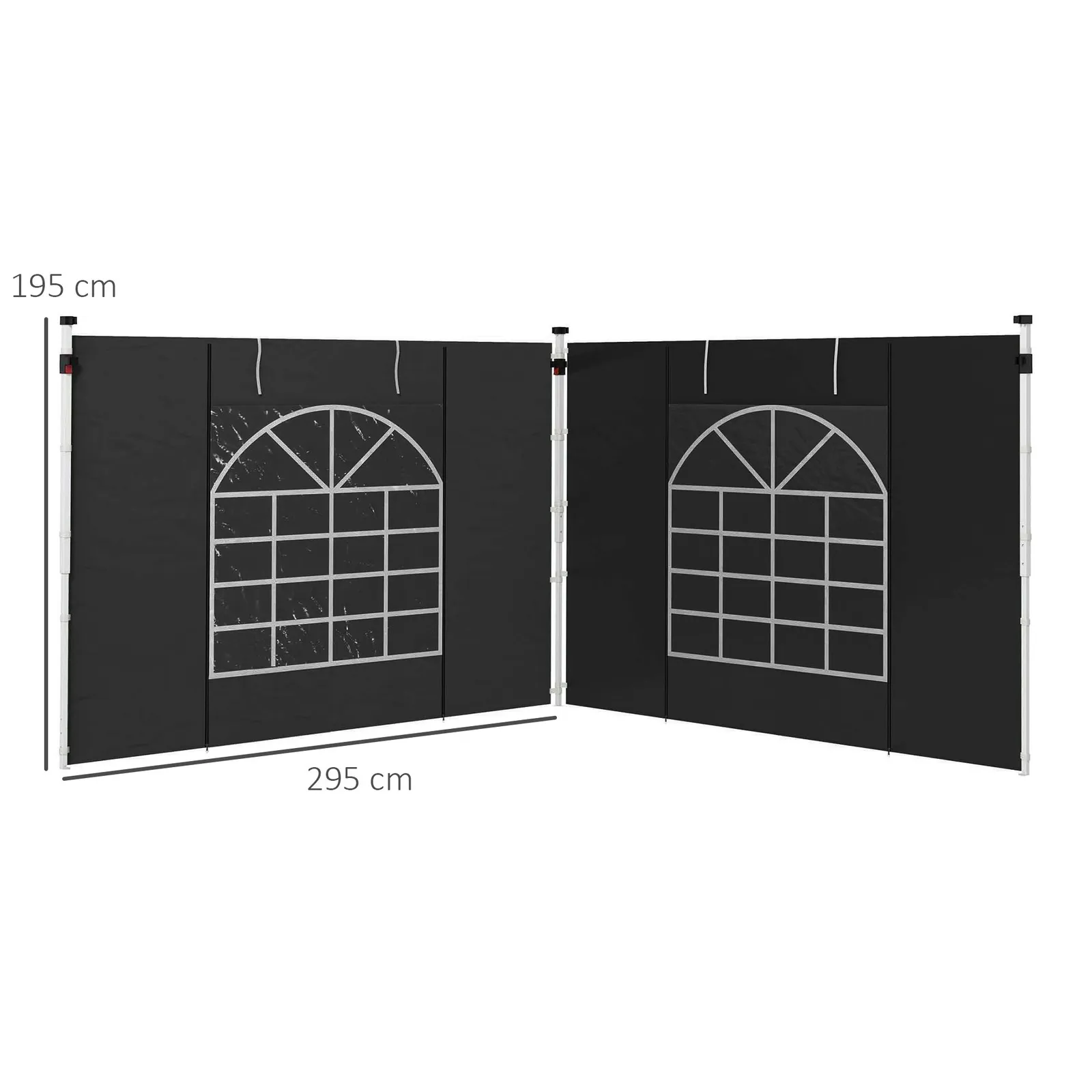 OUTSUNNY 3x3(m) or 3x6m Pop Up Gazebo Side Panels Replacement, 2 Pack in Black 3