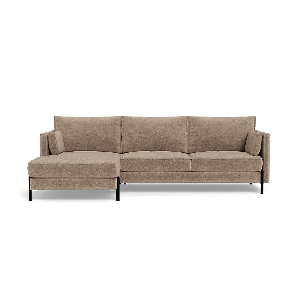 Heal's Tortona Left Hand Facing 4 Seater Corner Chaise Boucle Velvet Rocky Black Feet 1