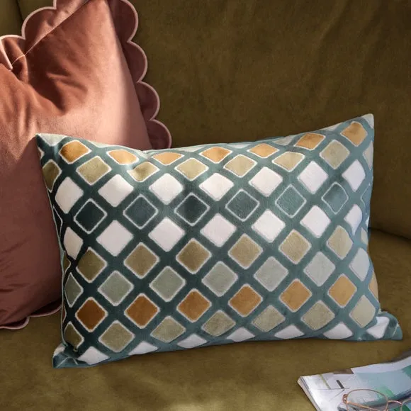 Furn. Metro Diamond Velvet Rectangle Cushion