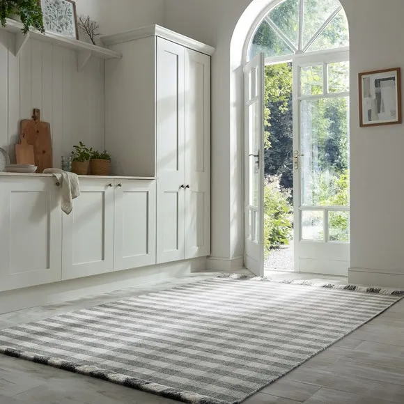 Tess Check flatweave wool rug