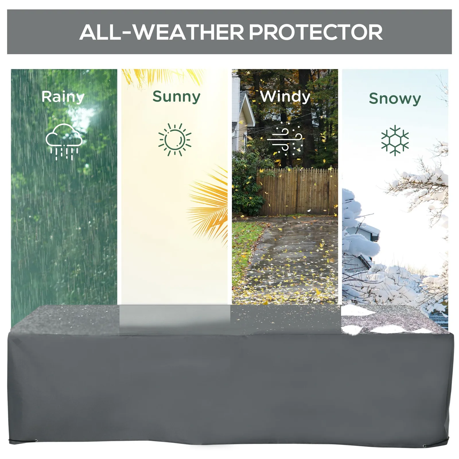 OUTSUNNY Rectangular Furniture Cover for Rattan Lounge UV Protection in Grey 4