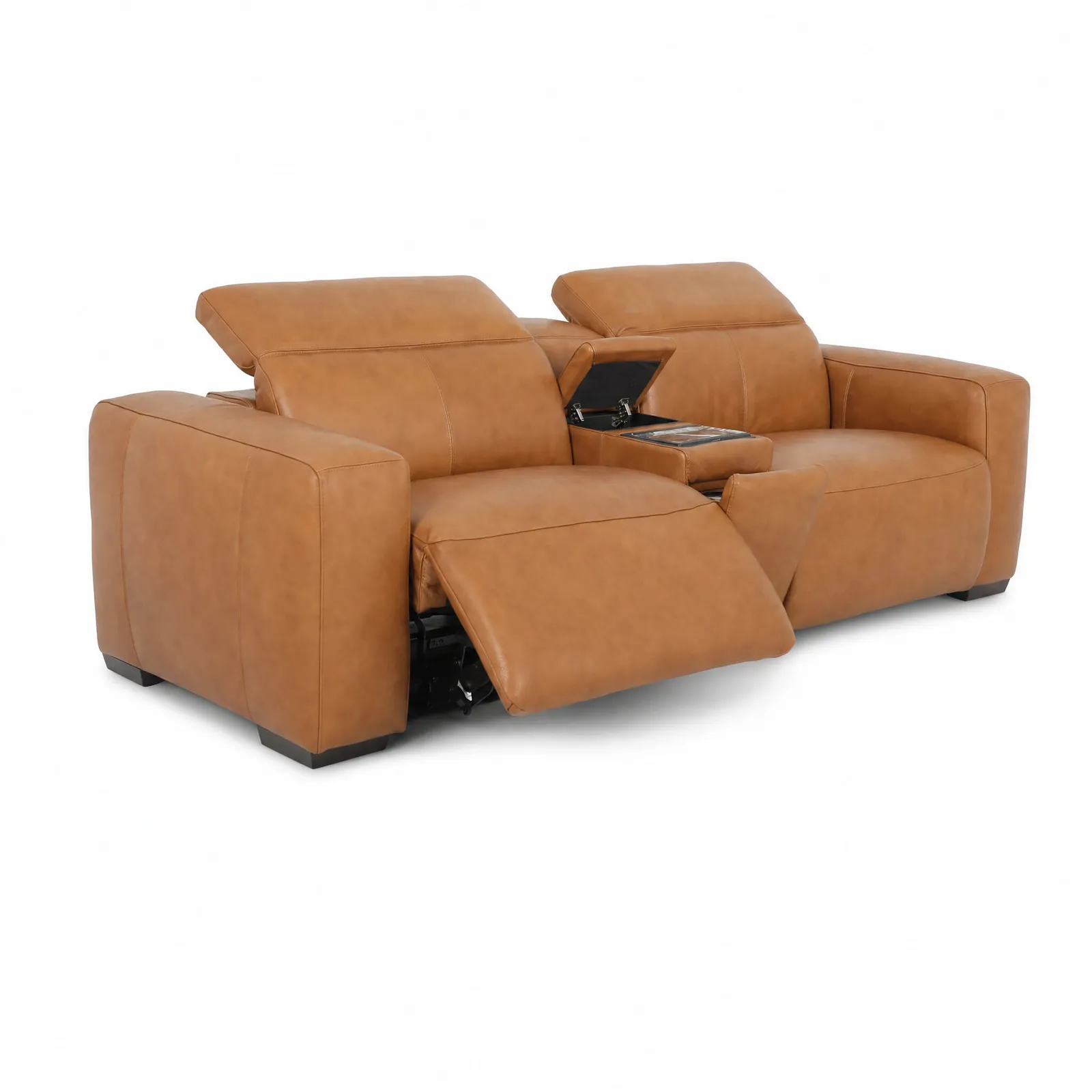 Winston Power Recliner Sofa With Centre Console, Brown Leather | Barker & Stonehouse 5