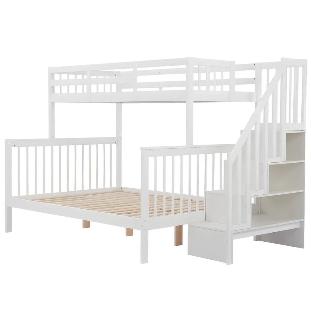 Nöa and Nani Mila Triple Bunk Bed with Storage Staircase in White 3