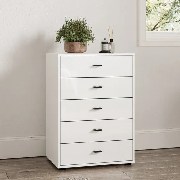 Wiemann Kahla Glass Fronted Small 5 Drawer Chest