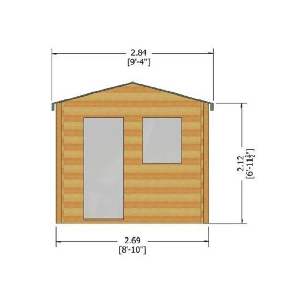 Shires Avesbury Log Cabin Home Office Garden Room Approx 9 x 9 Feet in Natural 3