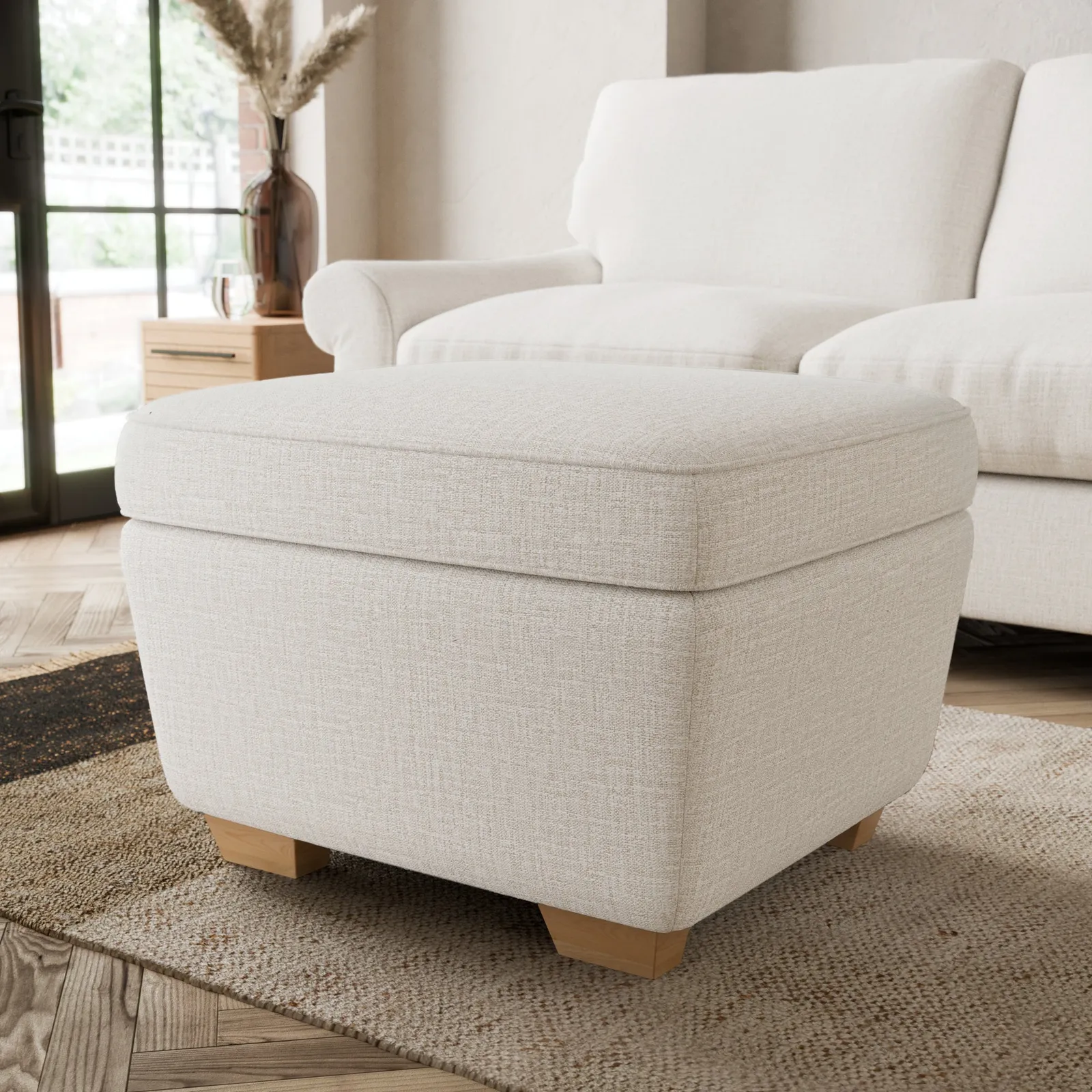 Arundel Textured Weave Footstool Textured Weave Sandstone