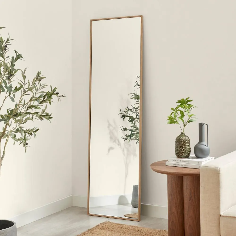 FurnitureboxUK Inga Oak Wood Full Length Rectangle 170x50cm Wall Mirror in Light Brown 2