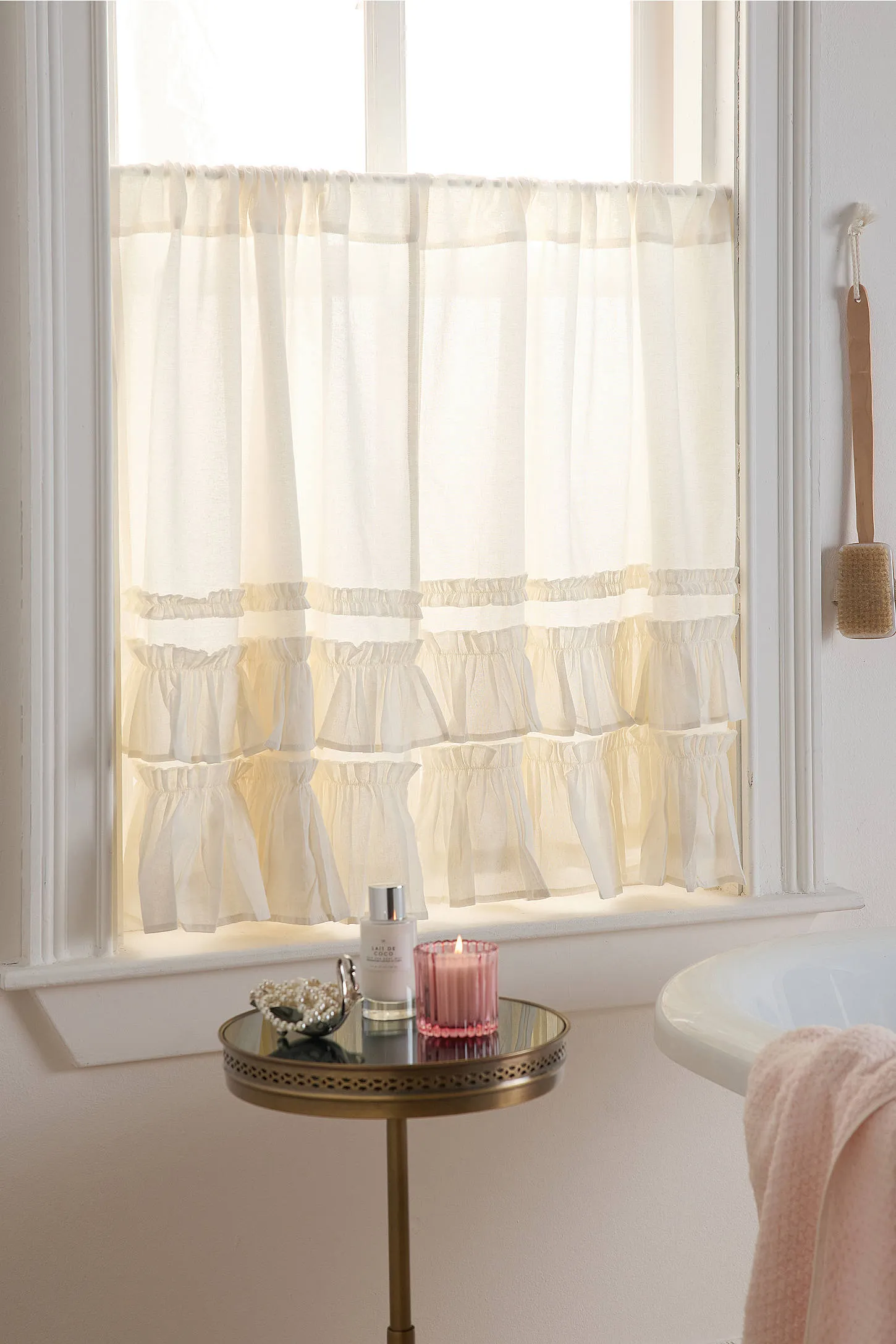 Lace Ruffle Cafe Curtains - White