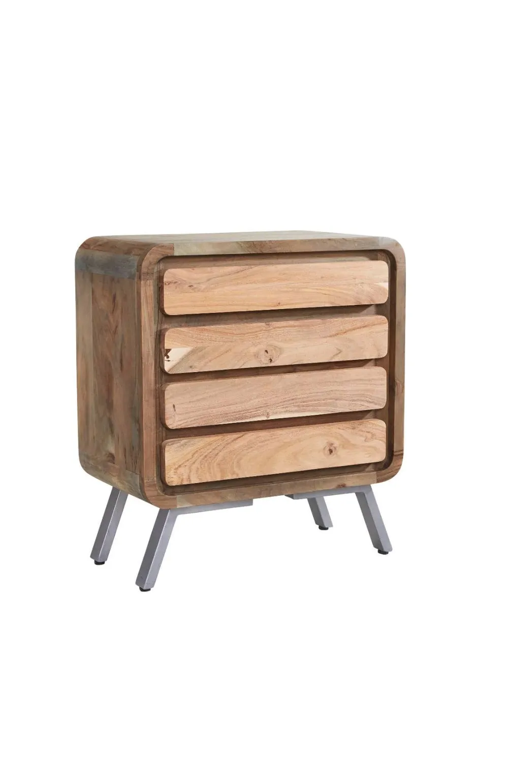 IH Design Willma Metal & Solid Wood 4 Drawers Chest - Storage Cabinet in Brown 4