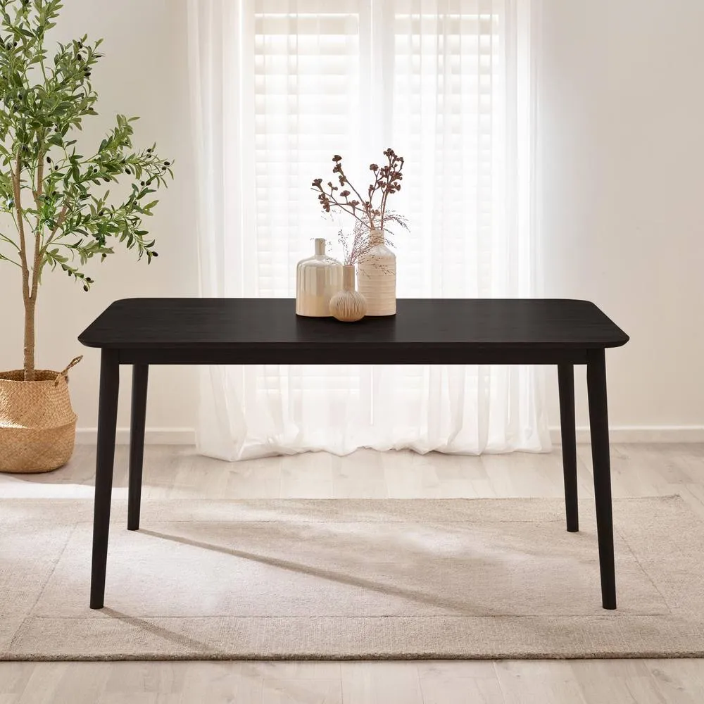 FurnitureboxUK Lynton Large Wooden Dining Table & 6 Dining Chairs in Black 3