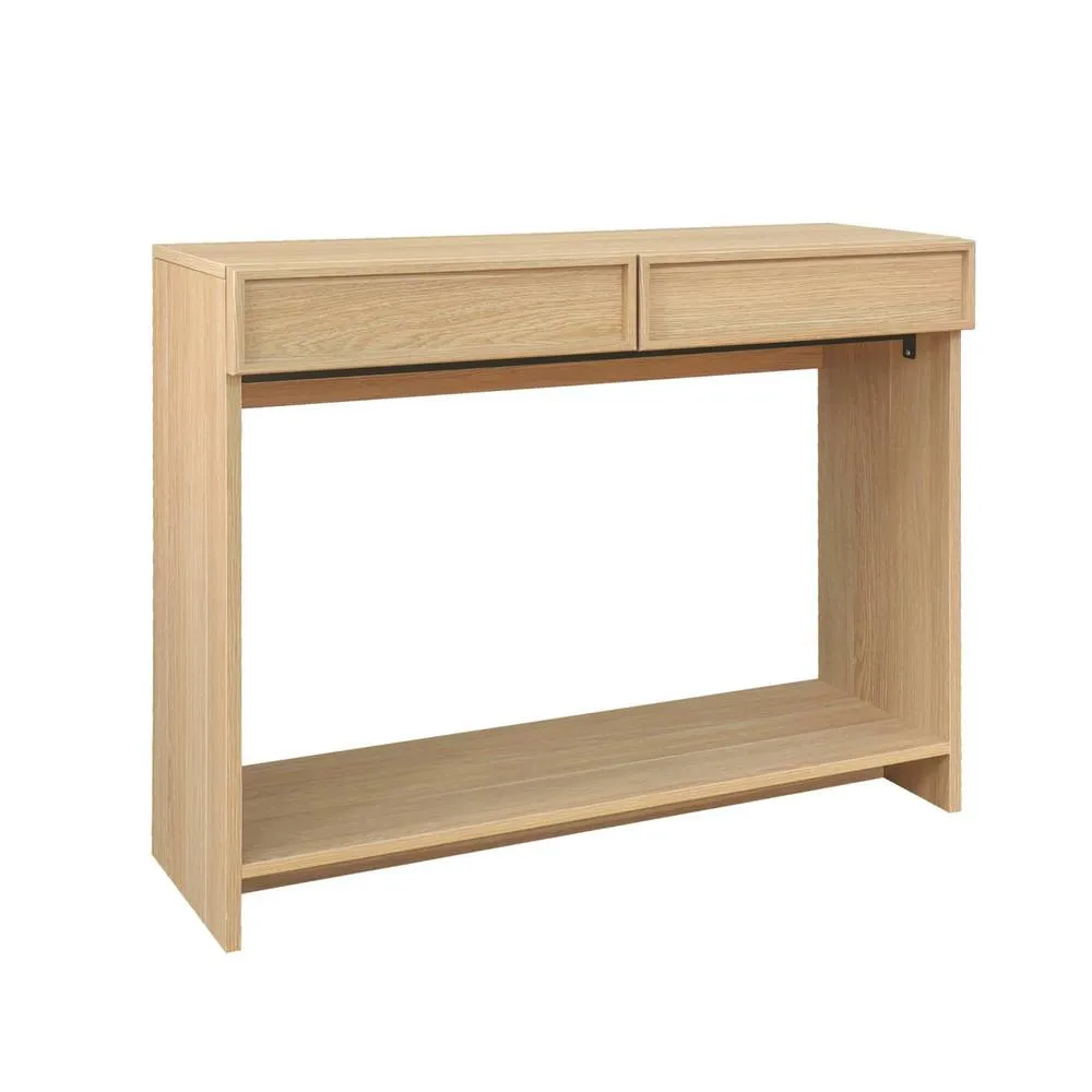sweeek Wood effect console 2 drawers & shelf in Beige 2