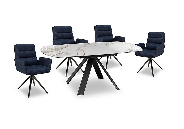 Felipe Swivel Extending Dining Table and 4 Swivel Dining Arm Chairs - 95-cm