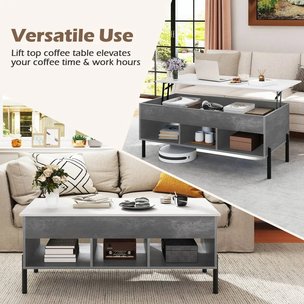 Costway Lift Top Coffee Table Central Table w/Lifting Tabletop-Grey in Grey 6