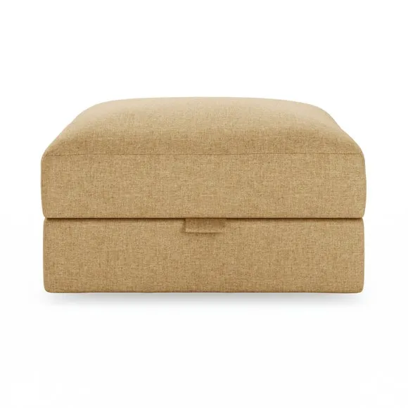 Hattie Slub Faux Linen Storage Footstool 2