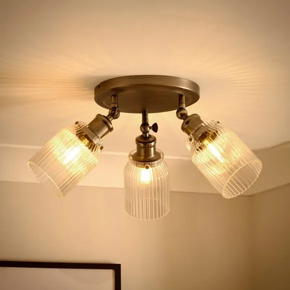 Tobias Industrial Ribbed 3 Light Adjustable Semi Flush Spotlight 2