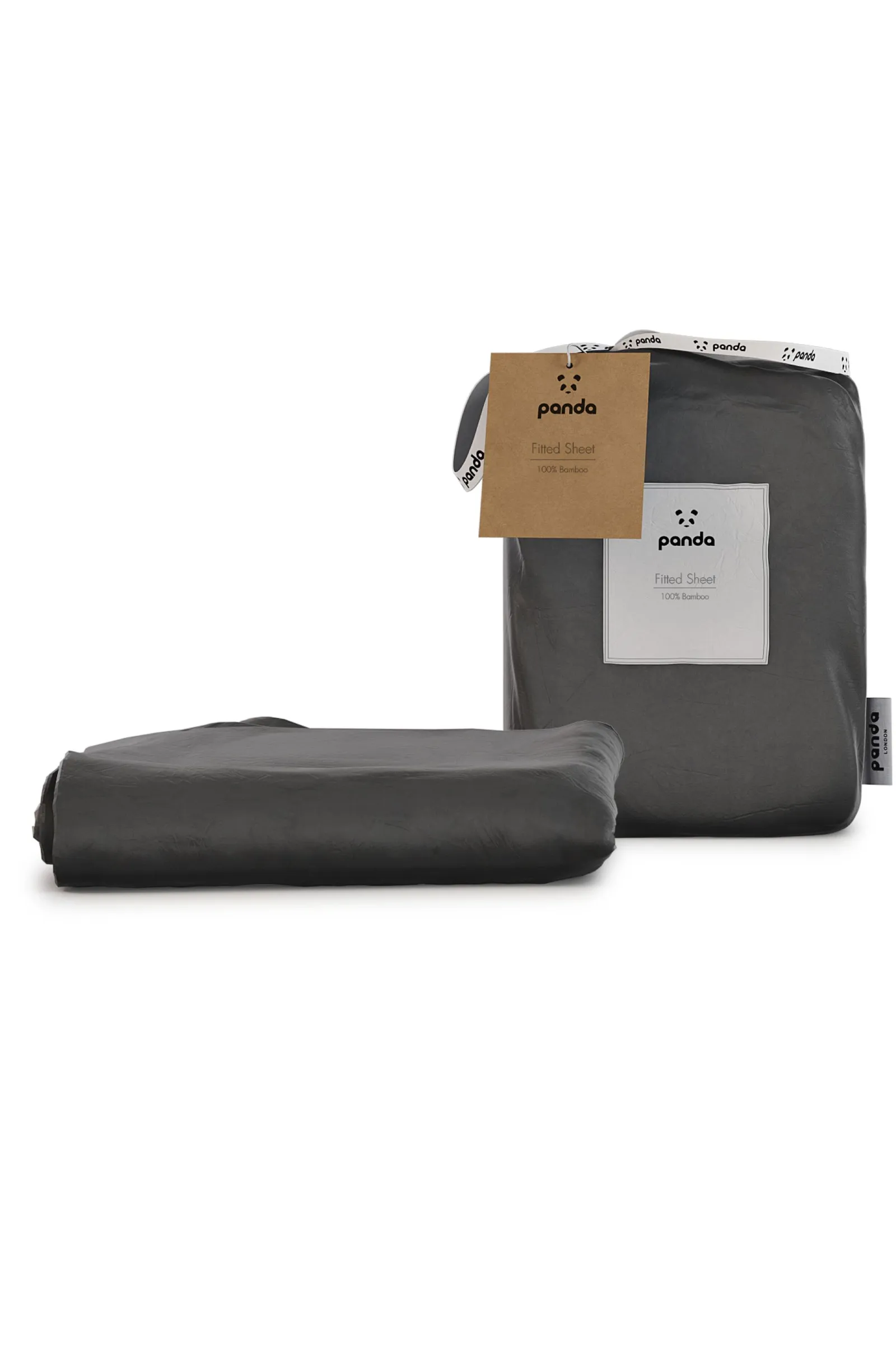 Panda London 100% Bamboo Bedding Fitted Sheet in Dark Grey 1