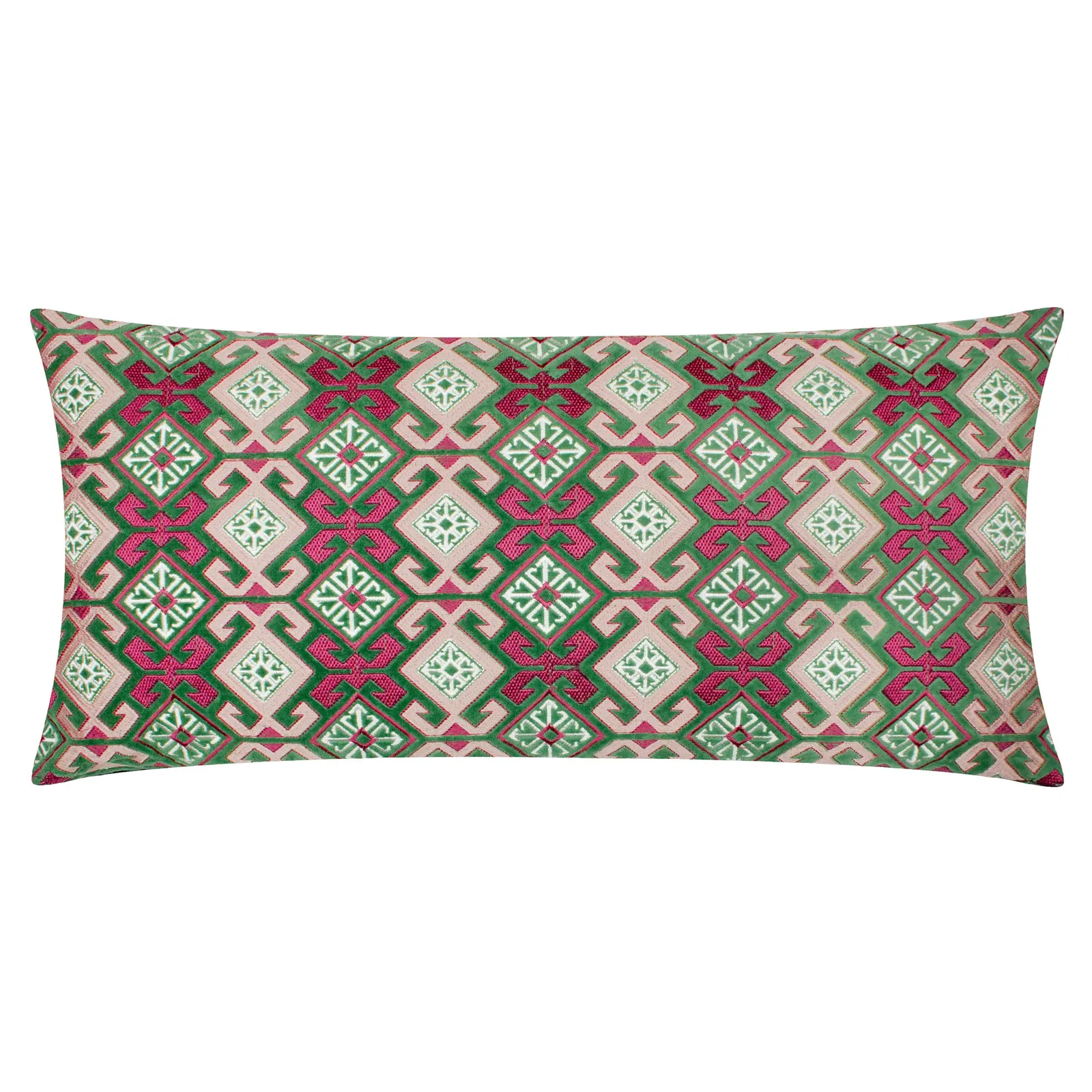 Paoletti Laurel Floral Embroidered Cushion in Bright Green 2