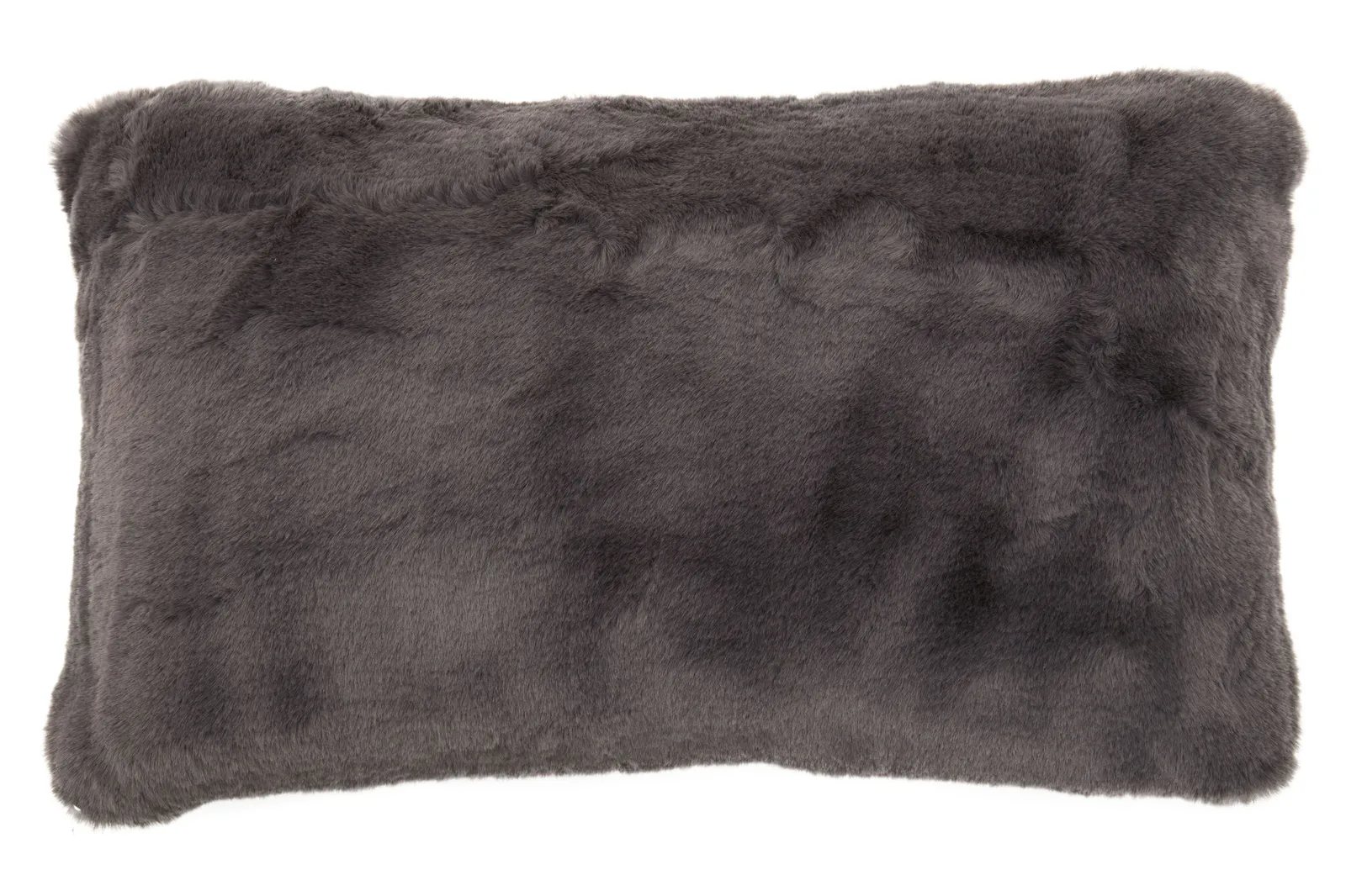 Orsina Rectangular Red Wine Faux Fur Cushion, Soft Feather Filled Decorative Cushion For Sofa & Bedroom in Grey