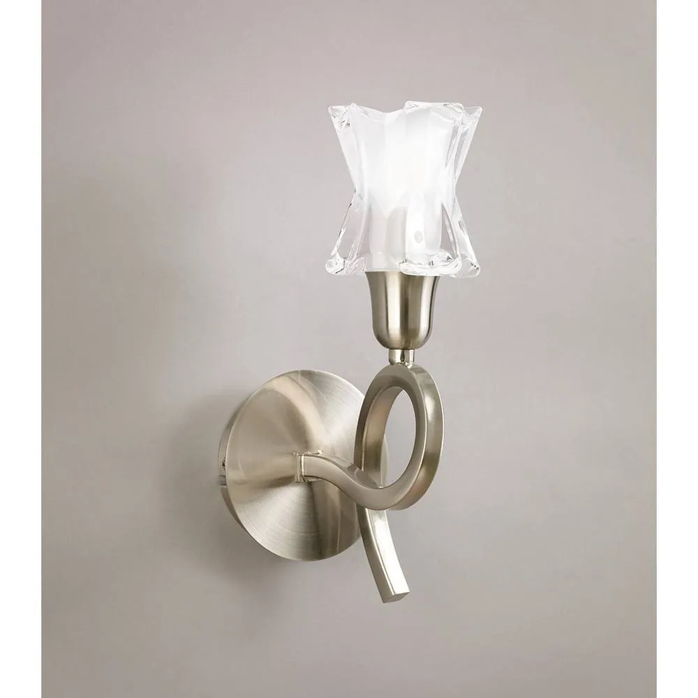 Netlighting Alaska Wall Lamp Switched 1 Light L1SGU10 Satin Nickel in Grey 2