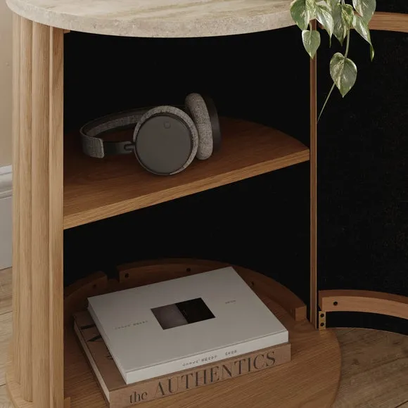 Lucin Travertine Effect Bedside Table 4
