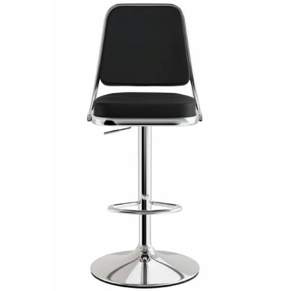 netfurniture Romano Kitchen Bar Stool Black Padded Seat & Back Height Adjustable 2