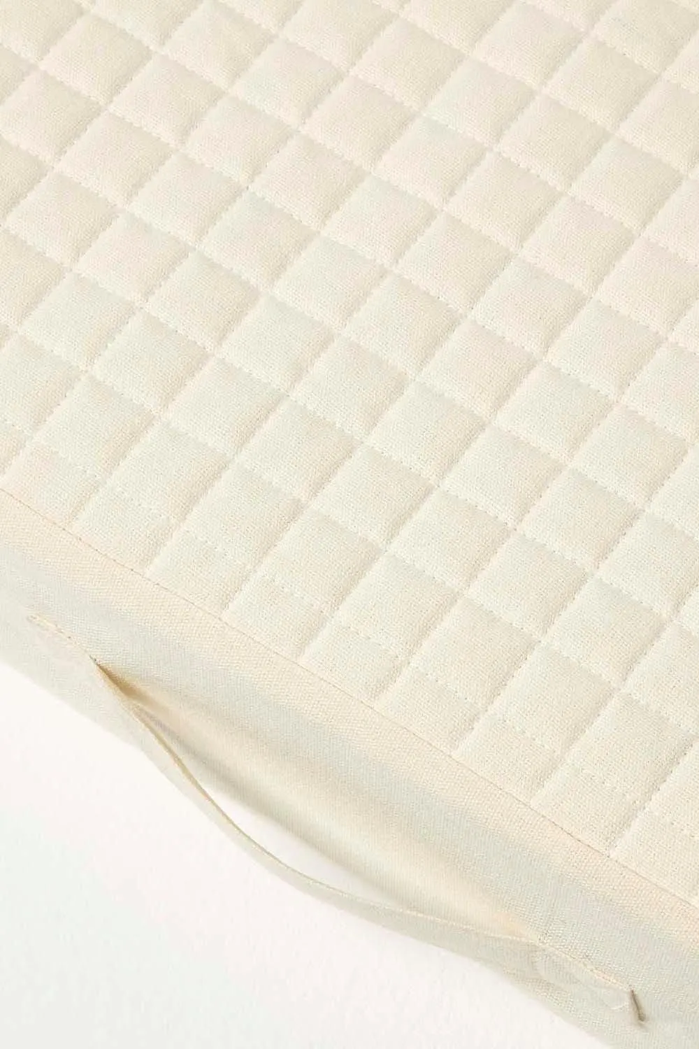 Homescapes Quilted Cotton Armchair Booster Cushion Cover in Cream 5
