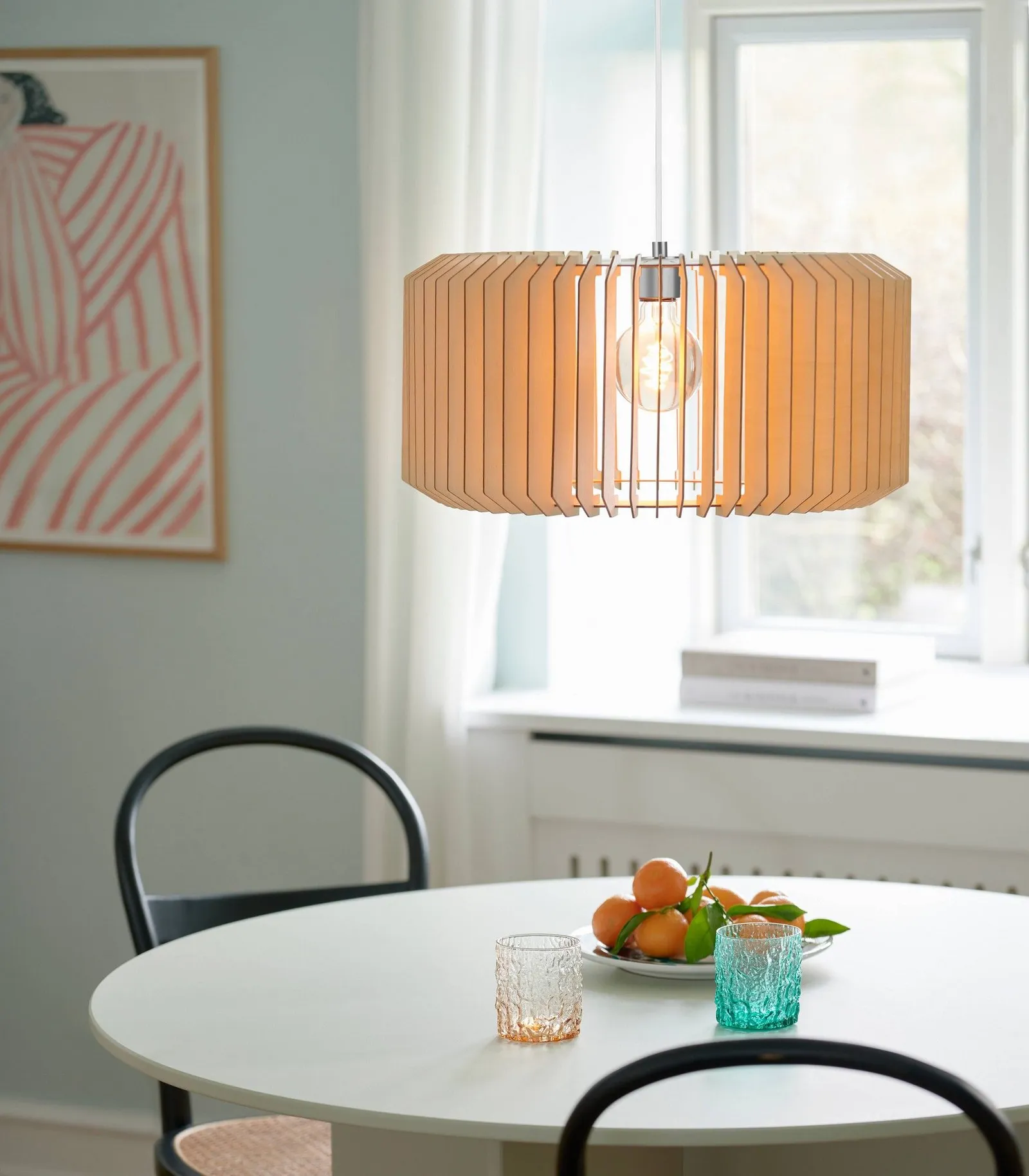 Nordlux Asti Pendant Light Brown Wood Dining Room E27 Mains 50cm 5