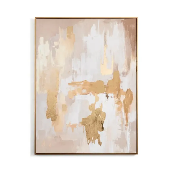 Abstract Gold & Neutral Framed Canvas 3