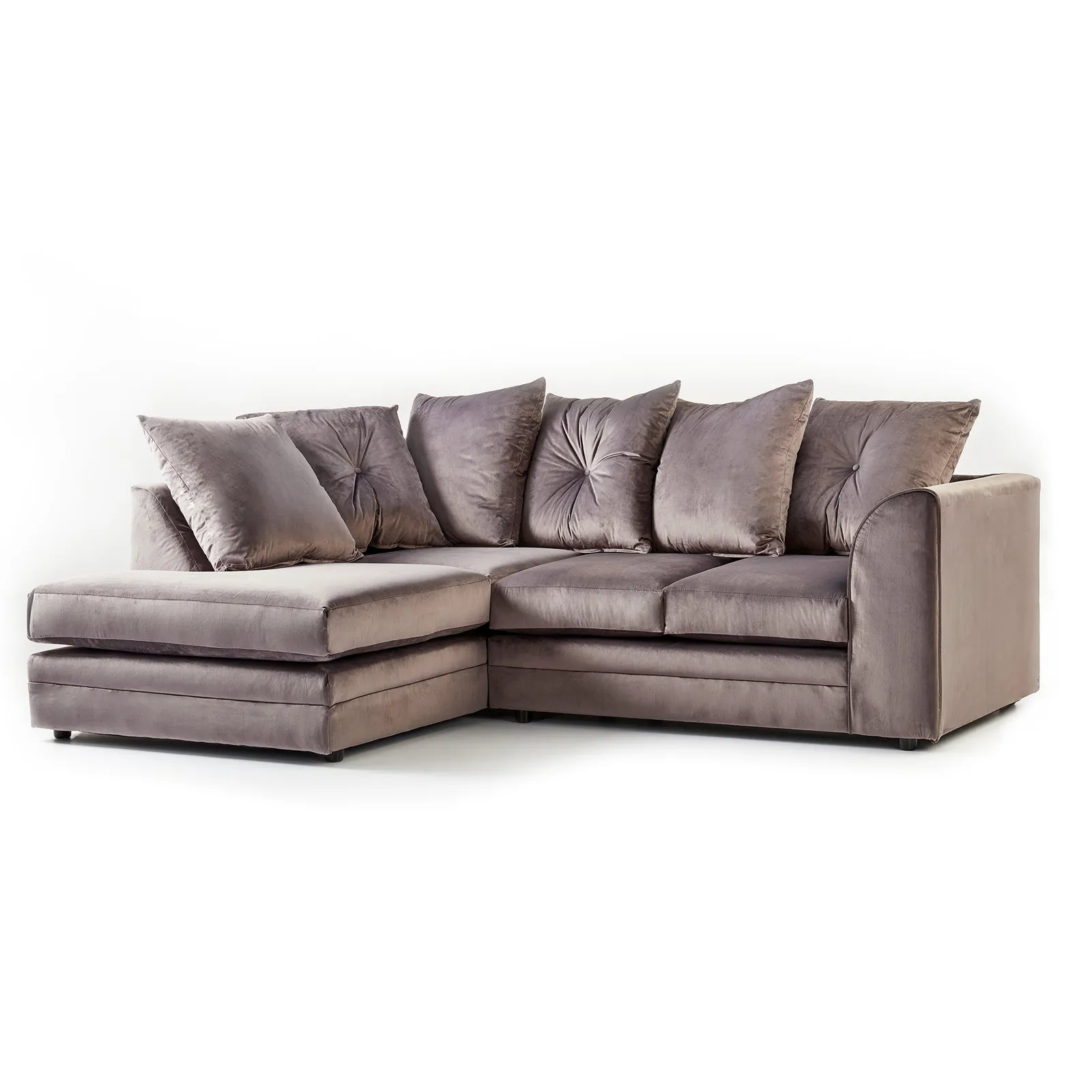 Blake Left Hand Velvet Corner Sofa Grey